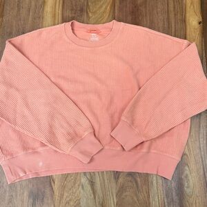 Aerie Coral Ribbed Sweatshirt
